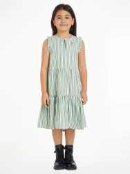 Kinder Kleid STRIPED RUFFLE DRESS SLVSS / Grün